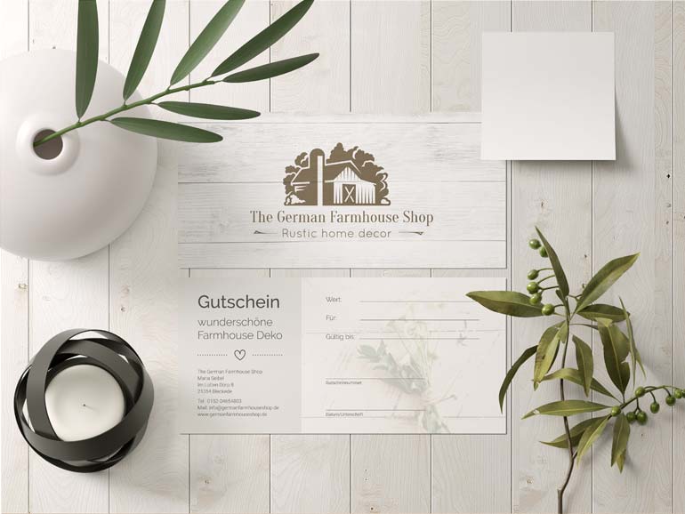 The German Farmhouse Shop Gutscheine, Druck und Design von lovision design & more